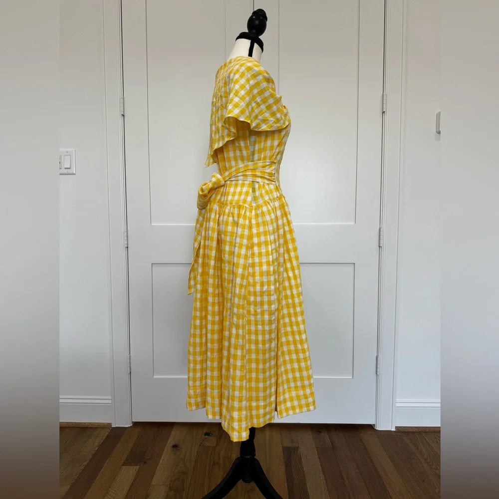 💛🌼 Buru Gingham Midi Dress – XS | NWT | Vintage Charm 🌼💛 - Picture 4 of 16
